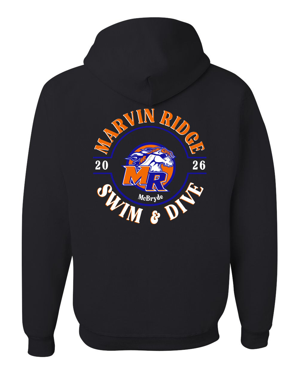 Marvin Ridge Swim & Dive Hoodie Large Back Design, ALL DESIGN OPTIONS
