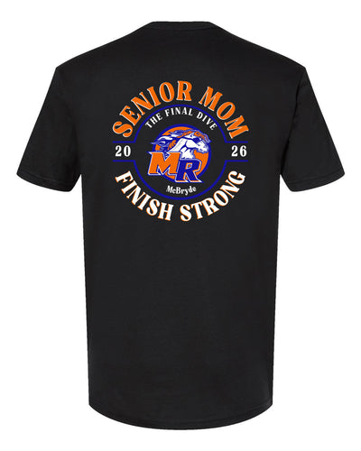 Senior Mom Short Sleeve Shirt LARGE BACK DESIGN Ladies or Mens cut TEE  SWIM AND DIVE