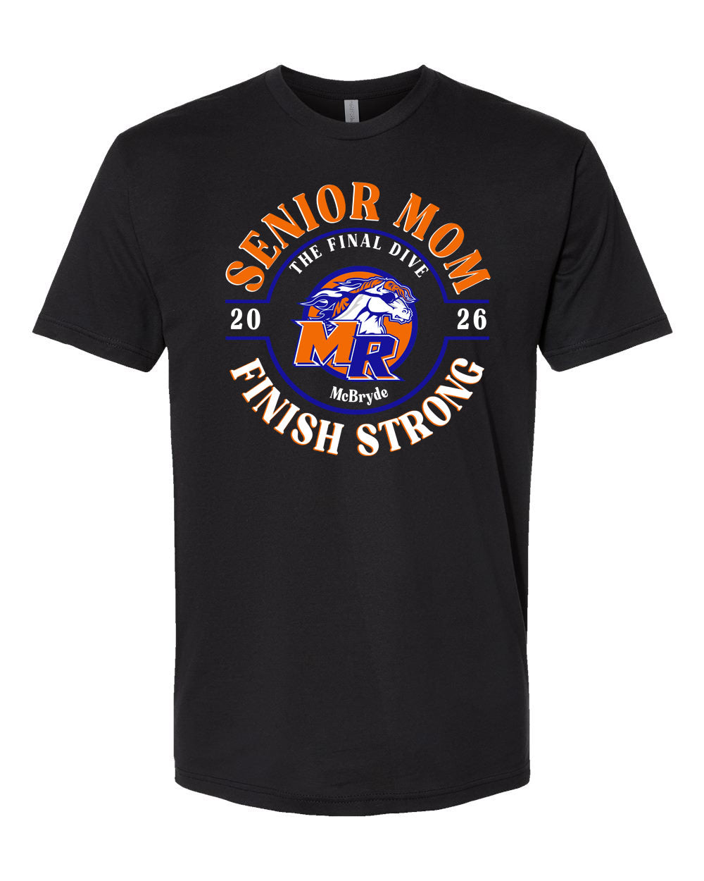 Senior Mom  Short Sleeve Shirt LARGE FRONT DESIGN Ladies or Mens cut TEE  SWIM AND DIVE