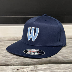 W Flat Bill Fitted Black Hat