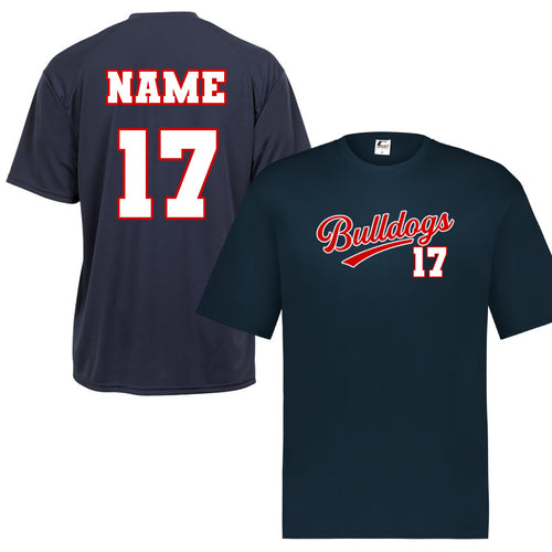 Bulldogs Dri Fit Short sleeve Shirt Adult and Youth WITH NUMBER