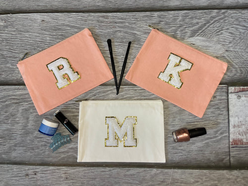 Chenille Letter Patch Makeup Bag