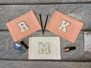 Chenille Letter Patch Makeup Bag