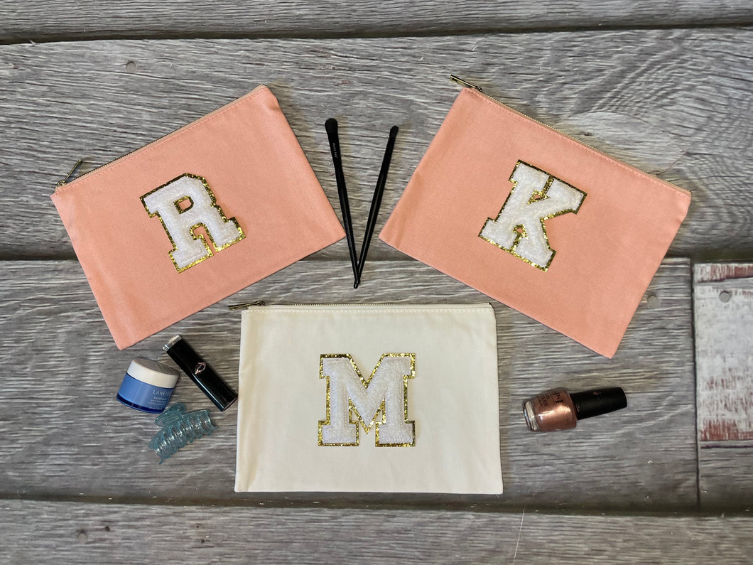 Chenille Letter Patch Makeup Bag